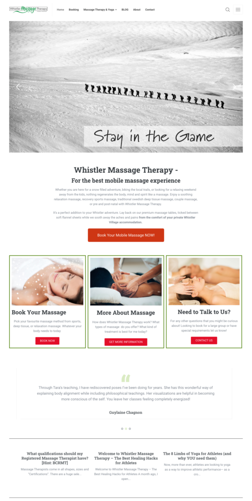 Whistler Massage Therapy Website snapshot